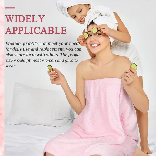 Vista 51 de 4 toallas envolventes para mujer, bata de spa con cierre ajustable, parte superior elástica, envoltura ligera para baño y ducha