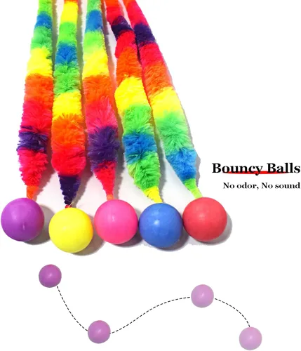 Vista 4 de Paquete de 5 bolas interactivas para gatos con gusano arcoíris para gatos