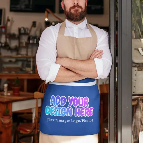 Vista 240 de AXKEUDO Delantal personalizado con bolsillos, delantales de cintura para camarera para cocinar en casa, restaurante, servir trabajo