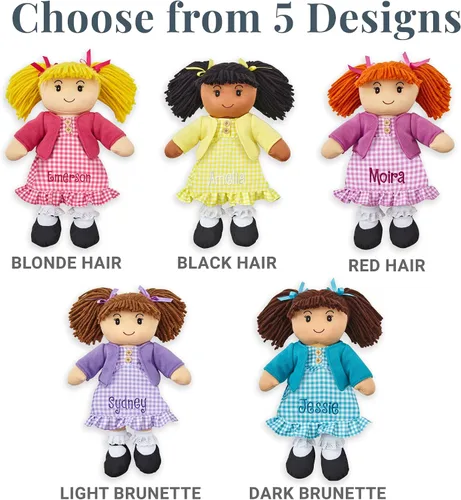 Vista 7 de Let's Make Memories Muñeca de trapo personalizada - Muñeca Mini-Me - Muñeca para niñas - Juguete para niñas - Pelo negro