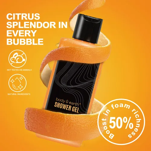 Vista 3 de Body & Earth Cestas de regalo para hombres, juego de baño con aroma cítrico para baño y cuerpo con loción corporal, gel de ducha, baño de burbujas