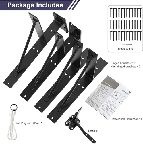 Vista 2 de Kit de puerta anti hundimiento resistente no se hunde, soporte de esquina de puerta para valla de puerta de madera con un pestillo de puerta