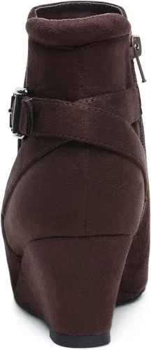 Vista 4 de DREAM PAIRS Botines de tacón de cuña negros para mujer