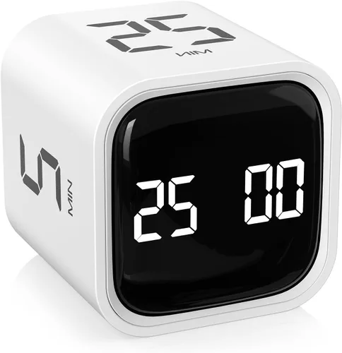 Vista 12 de Temporizador giratorio Pomodoro de 5, 25, 10 50 minutos preestablecido, temporizador de productividad de escritorio con sensor Gra vity, cubo