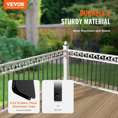 Vista 2 de VEVOR Balaustres de metal para escaleras, 29.5 x 1 pulgadas, husillos decorativos de barandilla de aleación de aluminio plana, paquete de 51