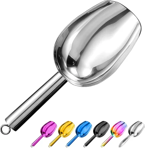 Vista 7 de Cuchara de hielo de metal de 3 onzas, pequeña cuchara de hielo de acero inoxidable para máquina de hielo, cubeta de hielo, cocina, congelador, bar