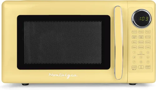 Vista 9 de Nostalgia Retro - Horno de microondas para encimera - Incluye 12 ajustes preprogramados y reloj digital - 0.9 pies cúbicos - 800 vatios - Amarillo