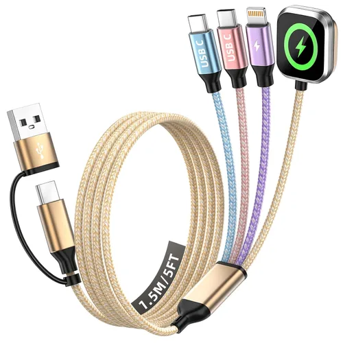 Vista 19 de Cruise Essentials 2026, doble tipo C 4 en 2 cable de carga múltiple para iPhone Watch Charger/iPhone 17/IP, cargador iWatch, artículos esenciales