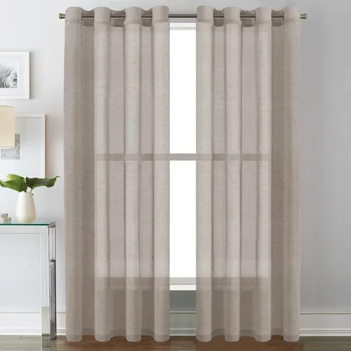 Vista 83 de H.VERSAILTEX Cortinas de lino de mezcla natural para sala de estar/cortinas de lino semitransparentes reductoras de luz de 54 pulgadas de largo