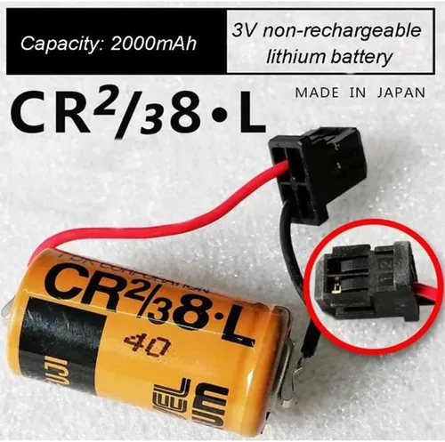 Vista 4 de (8-Pack) Compatible con Fuji CR2/3 8.L 2000mAh 3V PLC Batería de litio FDK CR2/38.L con enchufe negro