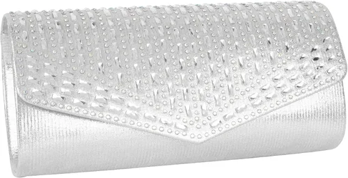 Vista 3 de Bolsos de noche de satén para mujer, monederos de diamantes de imitación, bolso formal con cadena de hombro