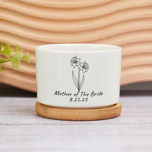 Vista 13 de Maceta de Navidad personalizada con nombre de bebé, macetas divertidas de ciervos de Navidad, maceta de cerámica para suculentas con bandeja