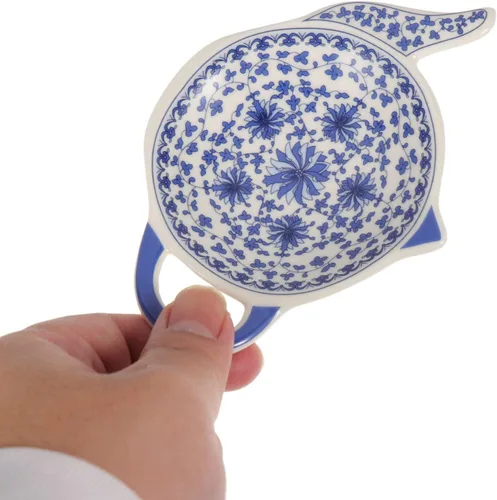 Vista 3 de BESTonZON Juego de 4 soportes de cerámica para bolsitas de té, con forma de tetera, resistentes al calor, para salsa de mesa, postre, aperitivos