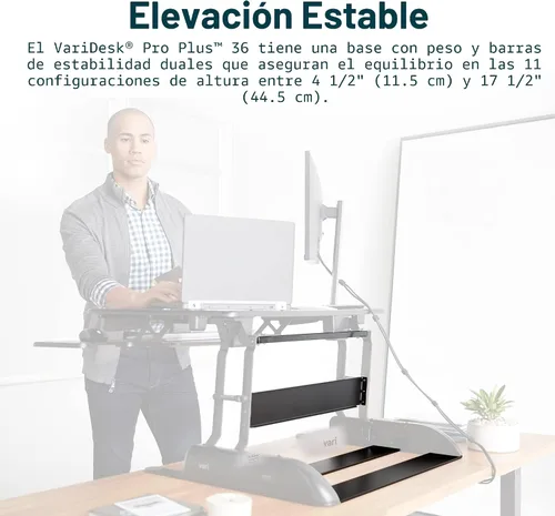 Vista 3 de Varidesk – Escritorio de Pie Altura Regulable – Pro Plus 36, Negro