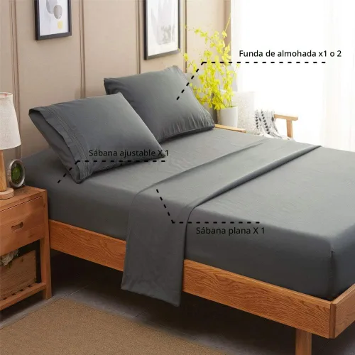 Vista 2 de SONORO KATE Juego de sábanas de cama de microfibra súper suave de 1800 hilos, sábanas egipcias de lujo con bolsillo profundo de 16 pulgadas Gris