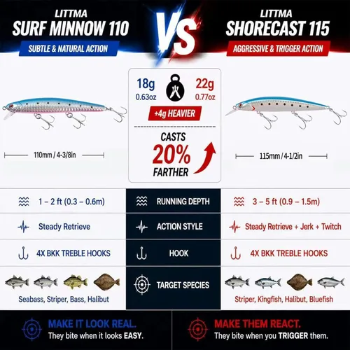Vista 5 de LITTMA Señuelos de pesca de surf de California Señuelos de pesca de agua salada Jerkbait Crankbait Surf Minnow 110 - Sardina metálica Super Glow
