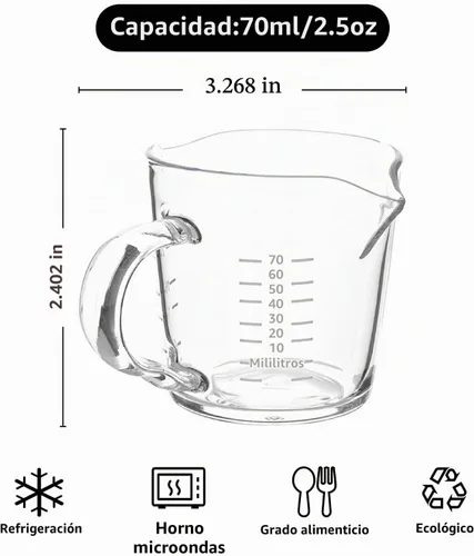 Vista 3 de Vaso de chupito espresso de 3 onzas con boquilla doble Barista con mango de vertido (paquete de 2)