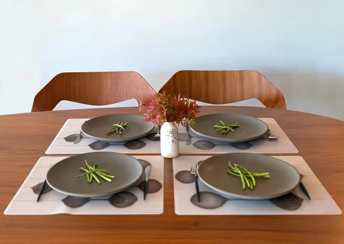 Vista 8 de Modern-Twist Mantel individual rectangular de silicona de 14 x 16 pulgadas, 100% silicona de grado alimenticio, estampado Asawa en niveles, paquete