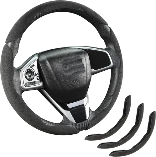 Vista 12 de Funda de gamuza para volante de automóvil, antideslizante, segmentada, adecuada para automóvil, SUV, camión, forma O/D, protector de volante