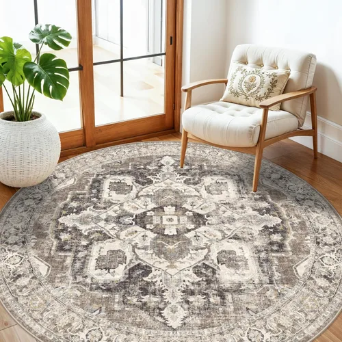 Vista 75 de YOUFORTONG Alfombra Lavable de 2 x 3 Pulgadas para Entrada: Alfombra Antideslizante Vintage para Interiores con Respaldo de Goma para Sala de Estar