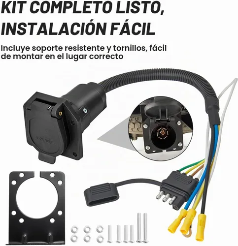 Vista 6 de MECMO Adaptador de Enchufe de Luces de Remolque del Lado del Vehículo de 4 Pines a 7 Pines, Arnés de Conector de Cableado de Remolque de Extremo