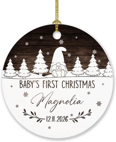 Vista 9 de Adorno de Navidad de la segunda Navidad del bebé 2026, marco de fotos de corona, adorno de segunda Navidad para papá, mamá, nombre de bebé