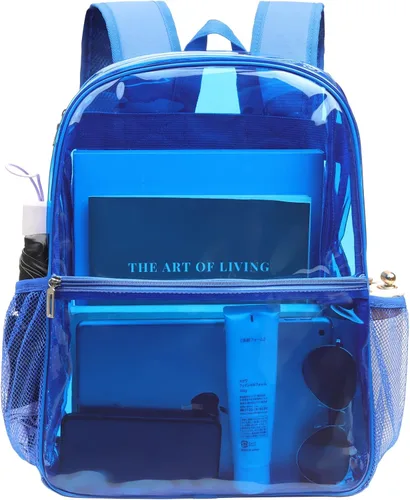 Vista 6 de REAWUL Mochila transparente resistente grande TPU mochilas transparentes, Azul, Moda