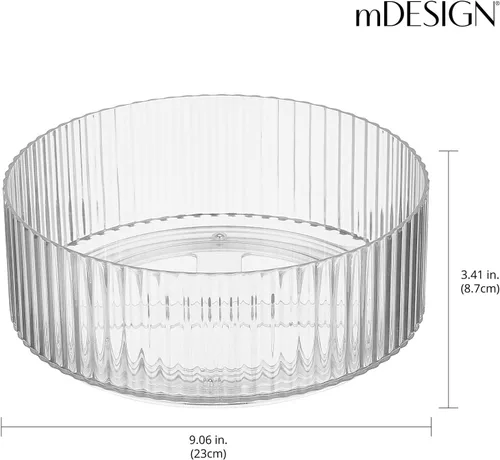 Vista 4 de mDesign Plataforma giratoria de plástico para gabinete de cocina y baño, armario, organización de encimera, organizador giratorio para condimentos