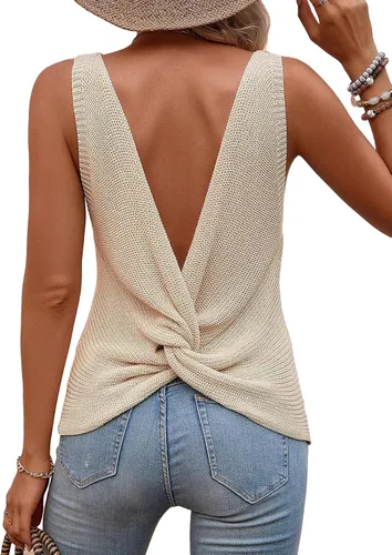 Vista 3 de Verdusa Chaleco de punto sin mangas con cuello en V para mujer