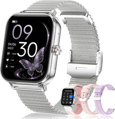 Vista 9 de Reloj inteligente para mujer, reloj inteligente Betatree de 1.85 pulgadas HD Full Touch iPhone Android (respuesta/hacer llamadas), rastreador
