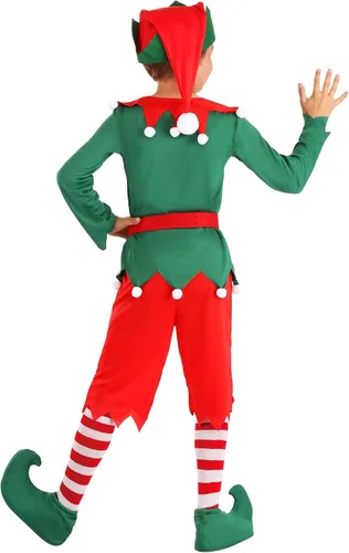Vista 5 de Disfraz de elfo ayudante de Papá Noel para niños