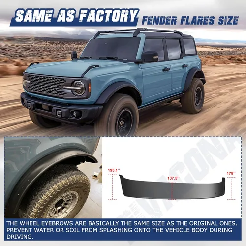 Vista 8 de Fender Flares - Cubierta de llanta para Ford Bronco 2021-2026 de 2