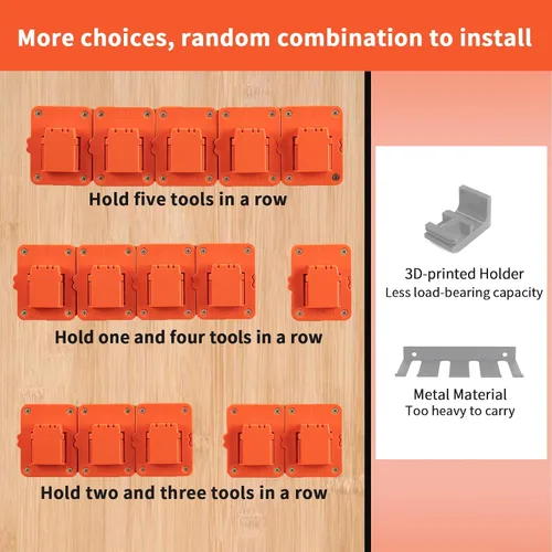 Vista 6 de Soporte de montaje para taladro compatible con taladros Black+Decker 20V Max de iones de litio, herramientas de ABS resistentes para colgar