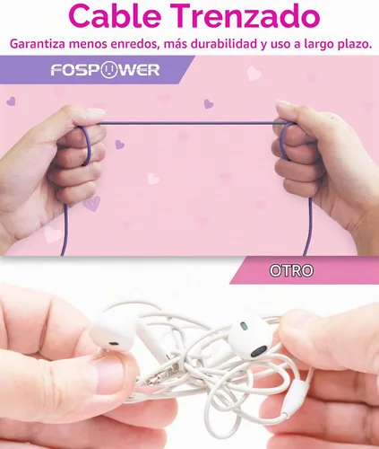 Vista 6 de FosPower Audífonos para niños con orejas de gato LED (límite de volumen seguro de 85dB), audífonos con cable suave de 3.5mm con orejeras y cables