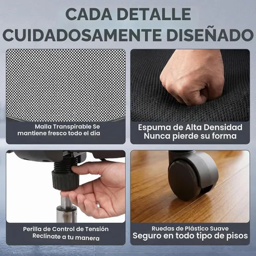 Vista 6 de Silla de dibujo con anillo para el pie, taburete de redacción con respaldo de malla, altura ajustable, brazos extraíbles silla giratoria para Negro