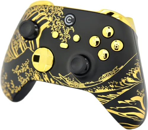Vista 3 de Designer Series Custom Wireless Controller for PC, Windows, Series XS & One - Multiple Designs Available (Golden Waves & Gold Chrome Inserts)