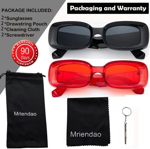 Vista 6 de Y2K - Lentes de sol rectangulares de moda para mujeres y hombres, estilo retro de los años 90, color rojo, rosa, verde, montura cuadrada gruesa