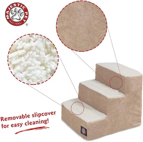 Vista 3 de Majestic Pet 78899500211 Escaleras portátiles para mascotas Suave sensación de espuma Sherpa Escalones para perros y gatos Rampa para perros