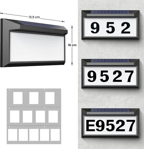 Vista 6 de Letrero solar de dirección, placa de dirección iluminada para exteriores, impermeable, números de dirección iluminados, números de casa