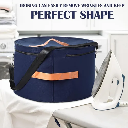Vista 4 de Suzile Paquete de 4 Cajas Grandes Redondas Plegables para Sombreros de Mujer, Almacenaje con Capacidad para 6-10 Sombreros, Caja para Sombreros
