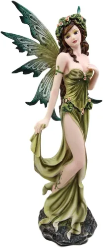 Vista 5 de Ebros Earth - Figura de hada elemental de la Señora de Gaia, pulgar, flora y fauna, escultura de fantasía, 11.25 pulgadas de alto, mitos y leyendas