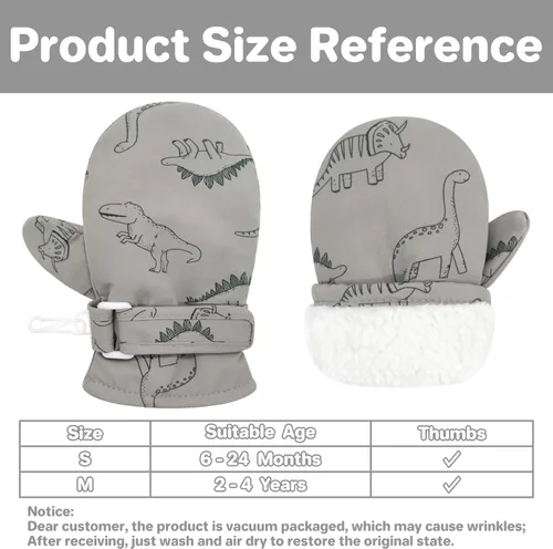 Vista 6 de QikQik Guantes de invierno impermeables para niños pequeños - Guantes de nieve para bebés