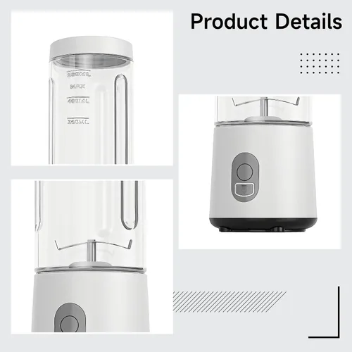 Vista 3 de USB Rechargeable Mini Juicer Blender, 16.9 Fl Oz (500 Ml) Portable Cup, 180W Motor with Stainless Steel Blades, Ideal for Smoothie Lovers