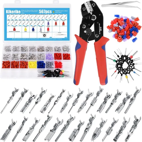 Vista 9 de Kikerike Kit de pasadores de conector – Pasadores de terminal automotriz calibre 22-12 macho y hembra de calibre 22-12
