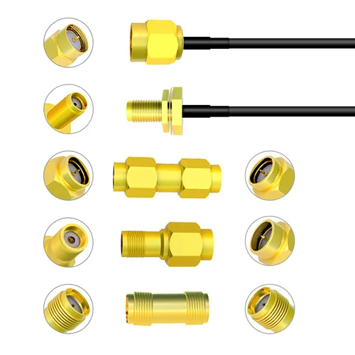 Vista 2 de Goupchn Cable coaxial SMA macho a mamparo hembra RG174 3.3ft/1m Con 3 adaptadores coaxiales SMA