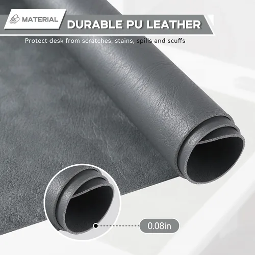 Vista 4 de Reniteco Protector de cuero para escritorio, alfombrilla de mouse de cuero, alfombrilla de escritorio de poliuretano de doble cara, alfombrilla