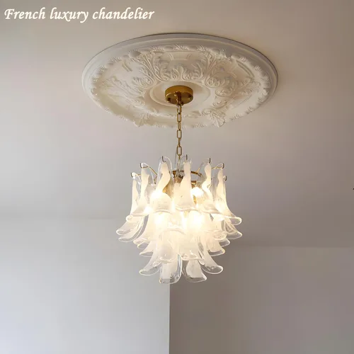 Vista 4 de Ceiling Light Modern Gold Chandeliers,Creative Round Crystal Glass Chandelier with 6- Cloud Glass Pendant Fixture Lamp