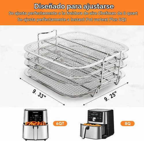 Vista 2 de SICHEER Estante deshidratador de acero inoxidable de 4 niveles para Instant Vortex Plus 6QT