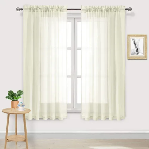 Vista 92 de DWCN Cortinas Transparentes Aqua de Voile Semitransparente con Bolsillo para Barra para Dormitorio y Sala de Estar, 36 x 36 pulgadas de Largo, Juego