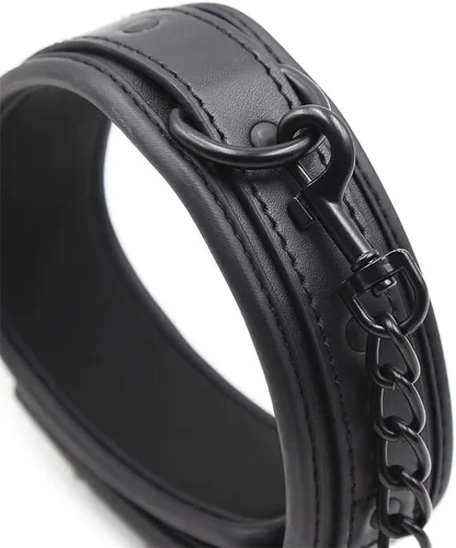 Vista 6 de Collar punk de cuero para cuello con correa de cadena, accesorio de gargantillas de escenario para cosplay, Cuero, Sin gemas.